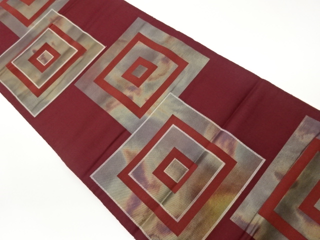 JAPANESE FUKURO OBI / WOVEN SHIKISHI PATTERN / BY HATTORI ORIMONO