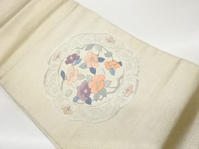 佐賀錦銀駒刺繍華紋模様名古屋帯