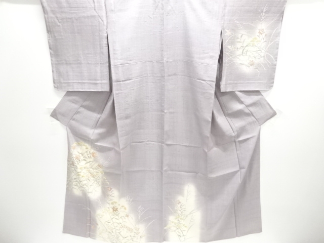 JAPANESE KIMONO / UNUSED HITOE HOMONGI / SILK / SHOZAN / TSUMUGI / AUTUMN PLANTS