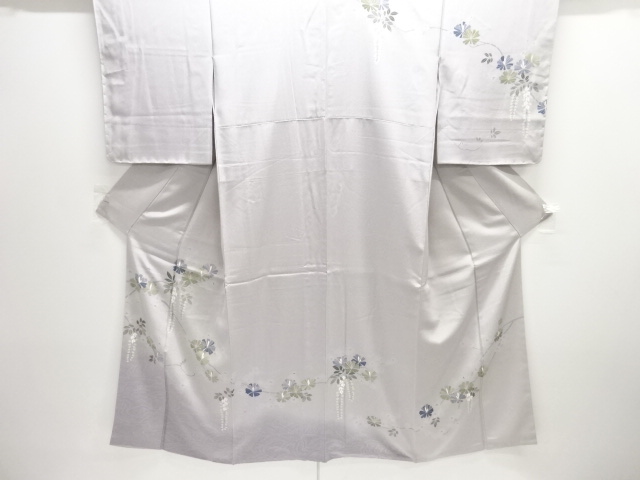 JAPANESE KIMONO / UNUSED HOMONGI / SILK / HAND PAINTED YUZEN / PINE & WISTERIA / ARTIST WORK