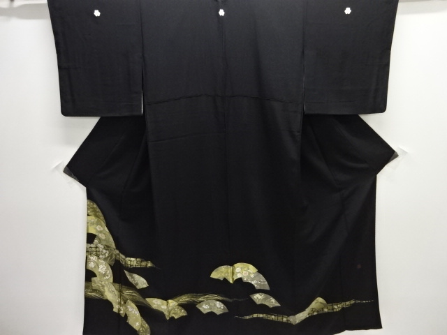 JAPANESE KIMONO / TOMESODE / SILK / EMBROIDERY / JUKO-ORI / JIGAMI & FLOWERS