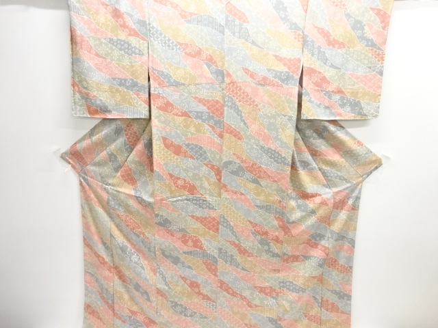 JAPANESE KIMONO / UNUSED KOMON / SILK / CHIRINEN / MIST / FLOWERS