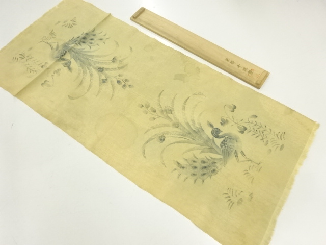 アンティーク　千總謹製　花鳥模様卓布