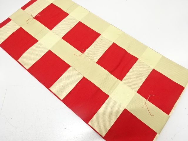 JAPANESE KIMONO / UNUSED NAGOYA OBI / SILK / WOVEN GRID