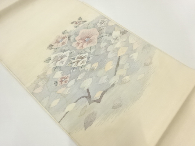 アンティーク　すくい織椿模様織出し袋帯（材料）