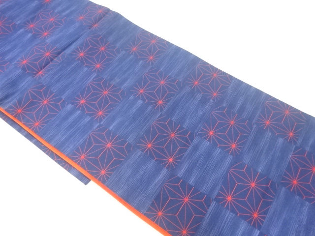 JAPANESE KIMONO / ANTIQUE FUKURO OBI / SILK / CHIKUZEN HAKATA / WOVEN CHECKERED & ASANOHA