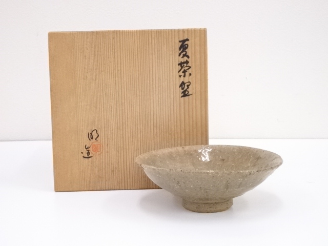 JAPANESE TEA CEREMONY / HIRA-CHAWAN(TEA BOWL) / ASH GLAZE