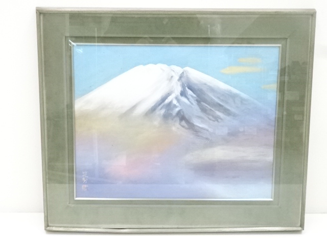 絵画　三輪晁勢筆　富士　肉筆紙本額装