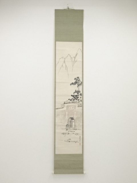 JAPANESE HANGING SCROLL / HAND PAINTED / CHINESE SCENERY / BY TORAJIRO KOJIMA