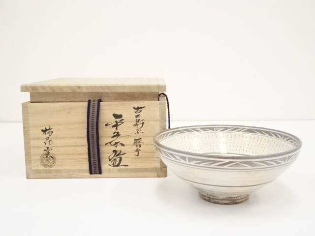JAPANESE TEA CEREMONY OLD MISHIMA STYLE TEA BOWL / CHAWAN 