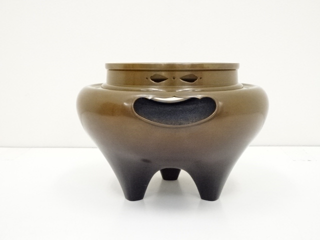 【新品，お得】 【茶道具】菊地政光「唐銅 朝鮮風炉釜」共箱 高さ:約34.5cm 幅:約29cm 鉄瓶 茶釜 茶道具 金属工芸釜師釜師 風炉師