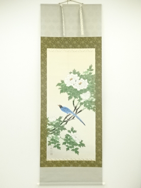 掛け軸 玉鳳 四季花 絹本 希少 軸装 茶道具 格段 掛軸 美品 です。