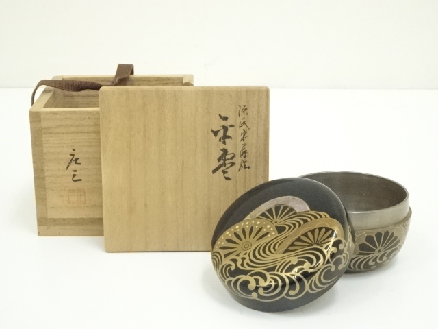 清水庄三造　源氏車蒔絵平棗（共箱）