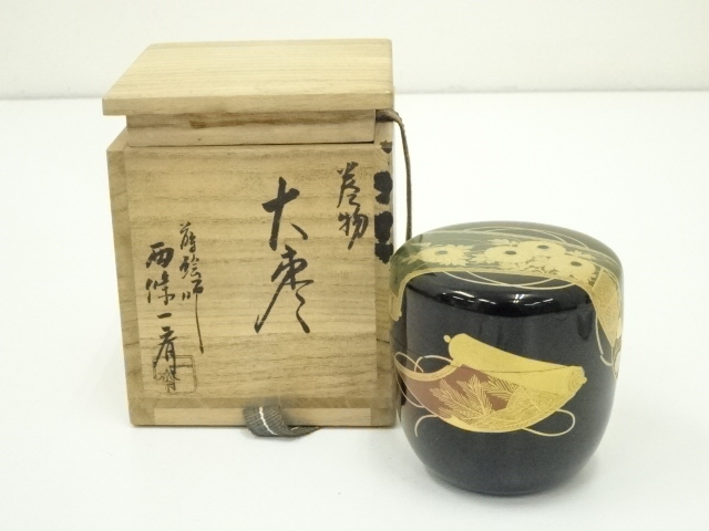 茶道具 棗 輪島 宗斎 唐松蒔絵 棗 貴