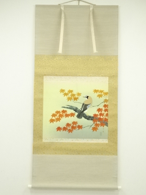 真作/平井楳仙/紅葉図/布袋屋掛軸HB-210 引きだし