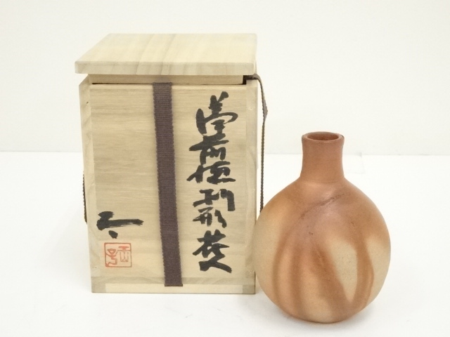 五月蝿く 睦 萩焼 四方形菓子鉢 乾山写 銘「五陶」骨董 共箱□ 売買 