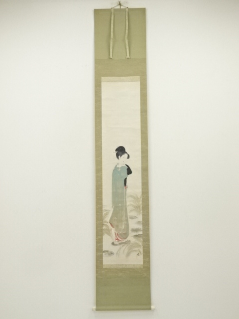 小早川清筆　立美人　肉筆紙本掛軸（保護箱・二重箱）